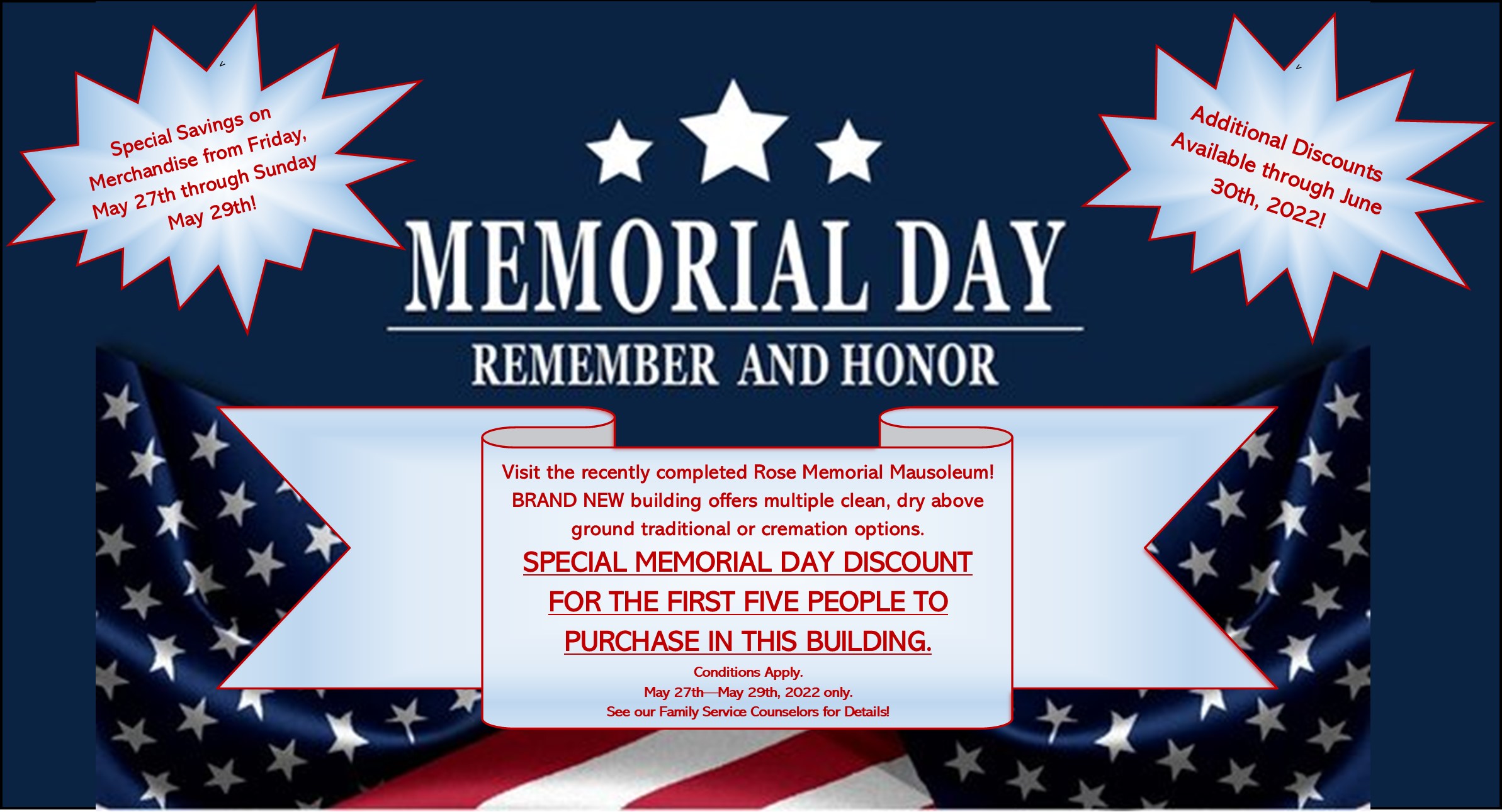 2022 Memorial Day Event! Prospect Hill Cemetery & Cremation Gardens